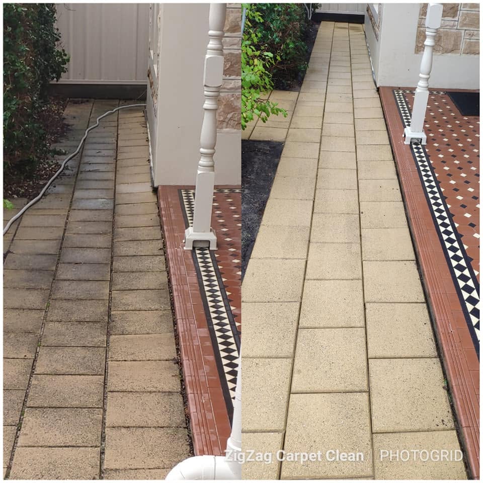 Clean driveway after pressure cleaning by Zig Zag Carpet Cleaning