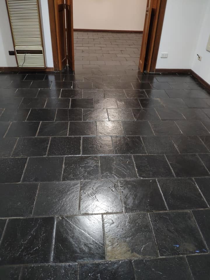Clean tile floor after grout cleaning by Zig Zag Carpet Cleaning